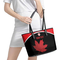 Personalized Canada Soccer Leather Tote Bag Maple Leaf and Map Style - Wonder Print Shop