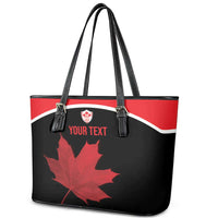 Personalized Canada Soccer Leather Tote Bag Maple Leaf and Map Style - Wonder Print Shop