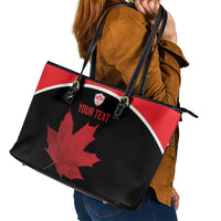 Personalized Canada Soccer Leather Tote Bag Maple Leaf and Map Style - Wonder Print Shop