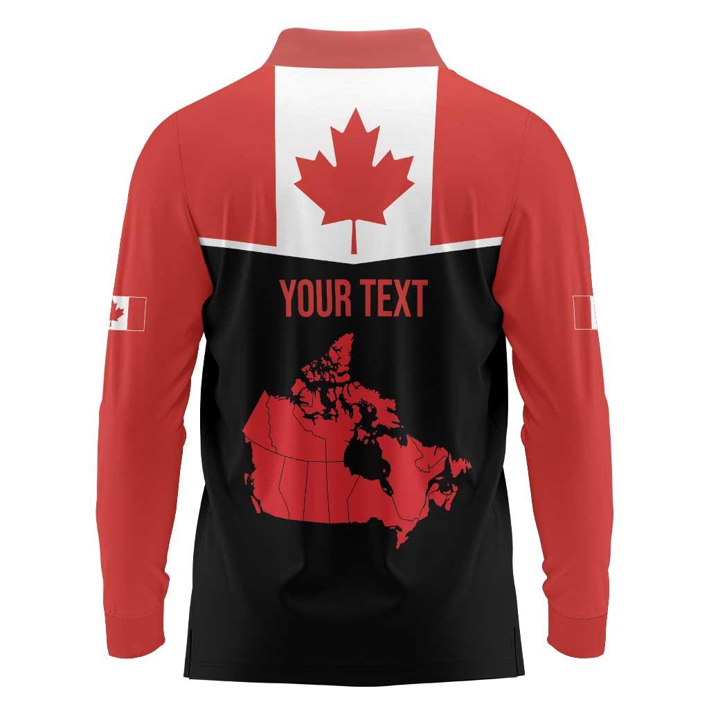 Personalized Canada Soccer Long Sleeve Polo Shirt Maple Leaf and Map Style - Wonder Print Shop