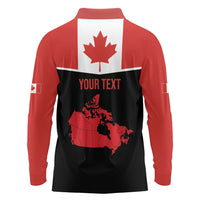 Personalized Canada Soccer Long Sleeve Polo Shirt Maple Leaf and Map Style - Wonder Print Shop