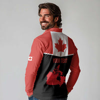 Personalized Canada Soccer Long Sleeve Polo Shirt Maple Leaf and Map Style - Wonder Print Shop