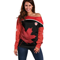Personalized Canada Soccer Off Shoulder Sweater Maple Leaf and Map Style - Wonder Print Shop