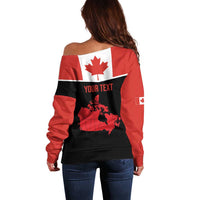 Personalized Canada Soccer Off Shoulder Sweater Maple Leaf and Map Style - Wonder Print Shop