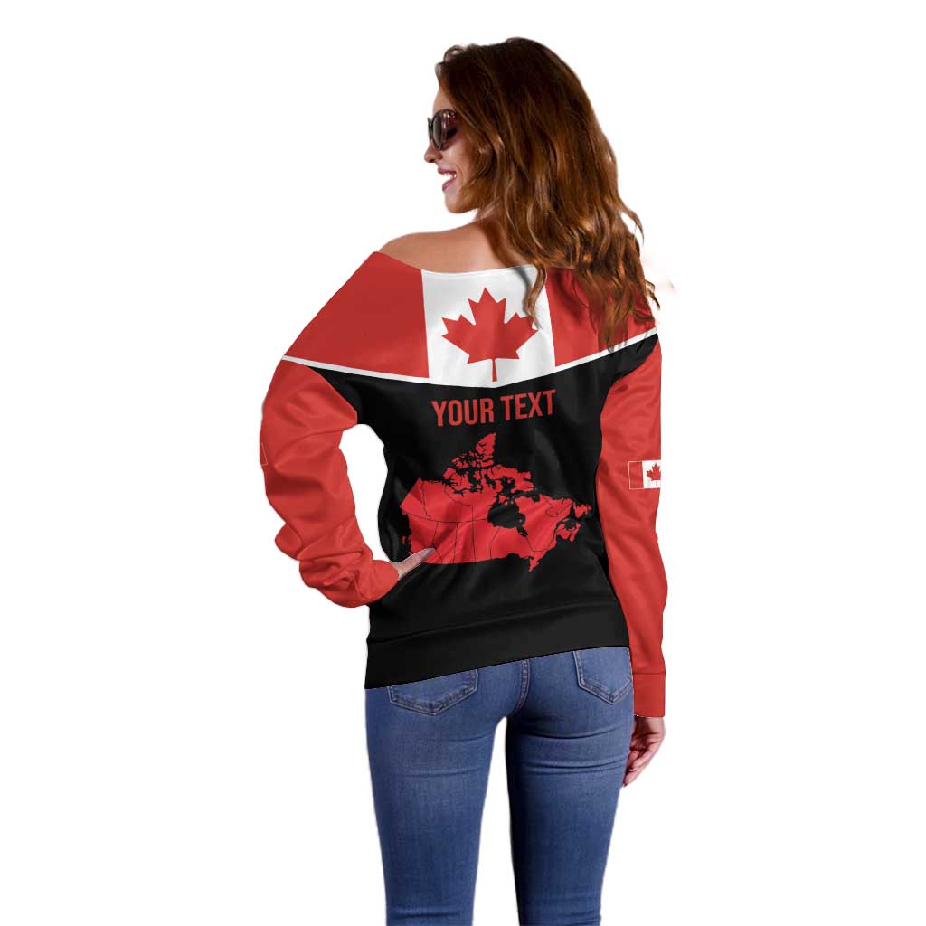 Personalized Canada Soccer Off Shoulder Sweater Maple Leaf and Map Style - Wonder Print Shop
