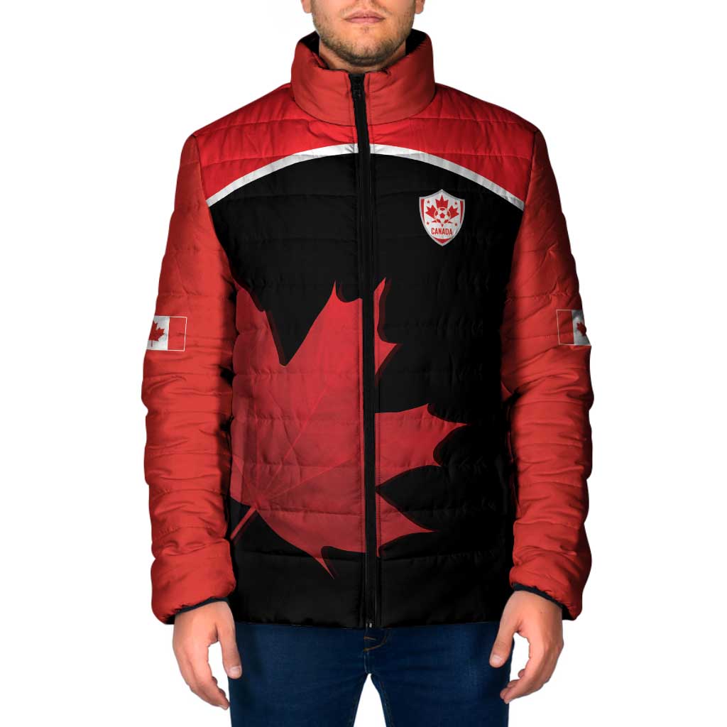 Personalized Canada Soccer Padded Jacket Maple Leaf and Map Style - Wonder Print Shop