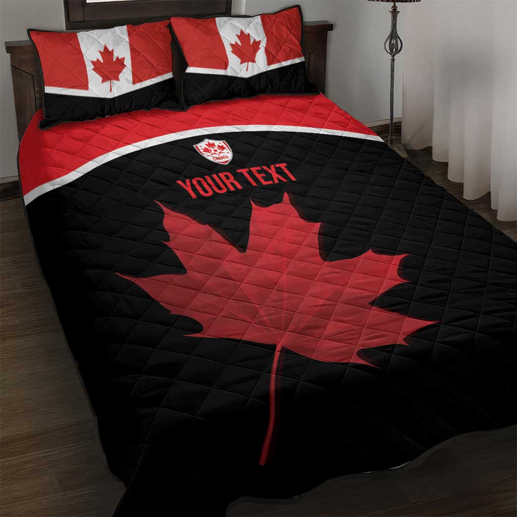 Personalized Canada Soccer Quilt Bed Set Maple Leaf and Map Style - Wonder Print Shop