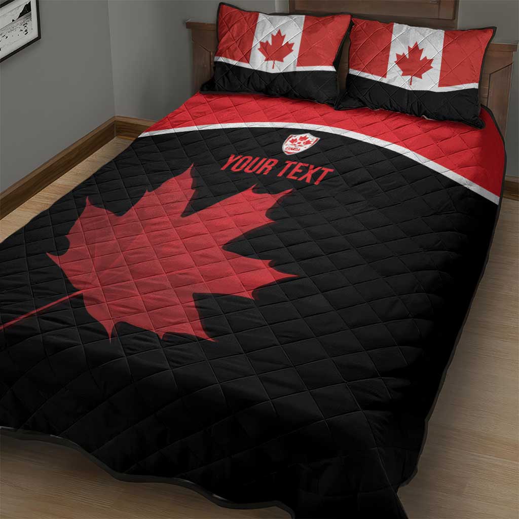 Personalized Canada Soccer Quilt Bed Set Maple Leaf and Map Style - Wonder Print Shop