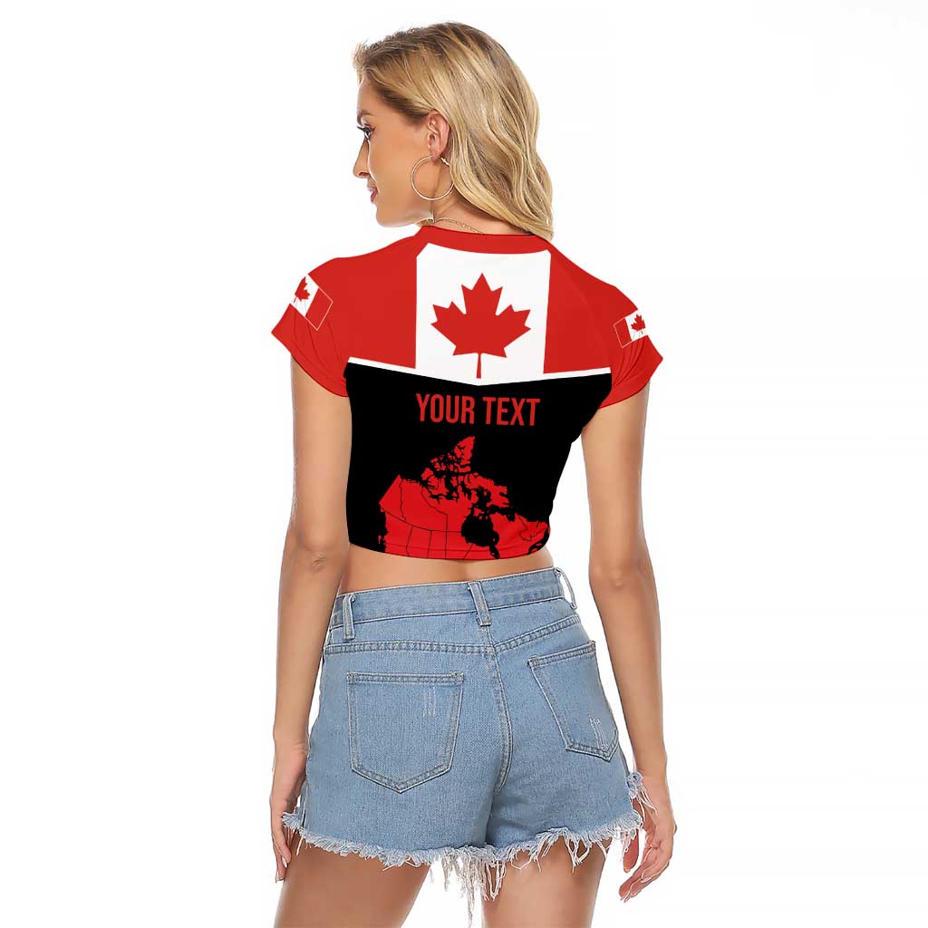 Personalized Canada Soccer Raglan Cropped T Shirt Maple Leaf and Map Style - Wonder Print Shop