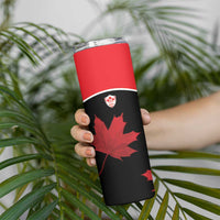 Personalized Canada Soccer Skinny Tumbler Maple Leaf and Map Style - Wonder Print Shop