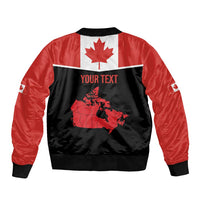 Personalized Canada Soccer Sleeve Zip Bomber Jacket Maple Leaf and Map Style - Wonder Print Shop