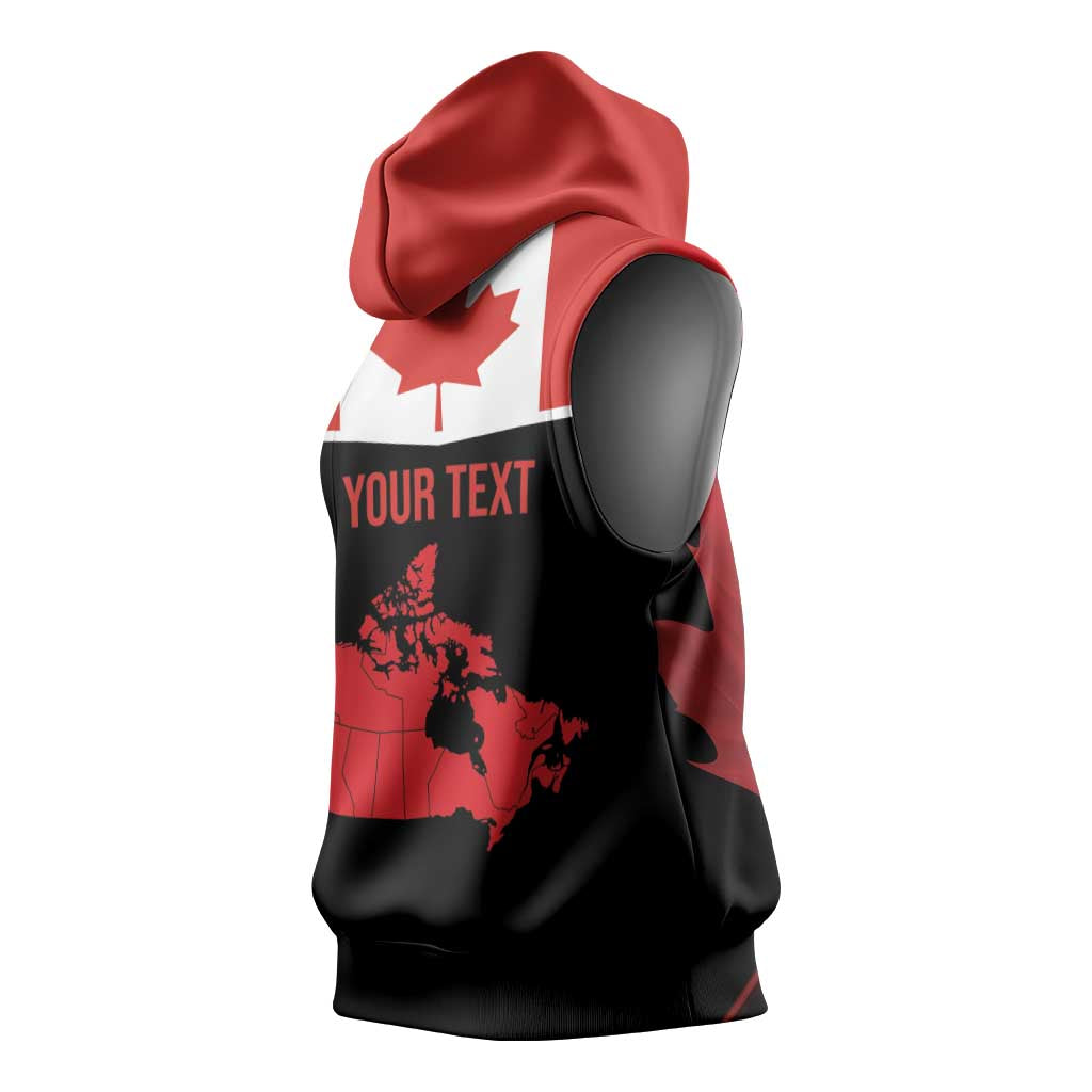 Personalized Canada Soccer Sleeveless Hoodie Maple Leaf and Map Style - Wonder Print Shop