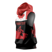 Personalized Canada Soccer Sleeveless Hoodie Maple Leaf and Map Style - Wonder Print Shop