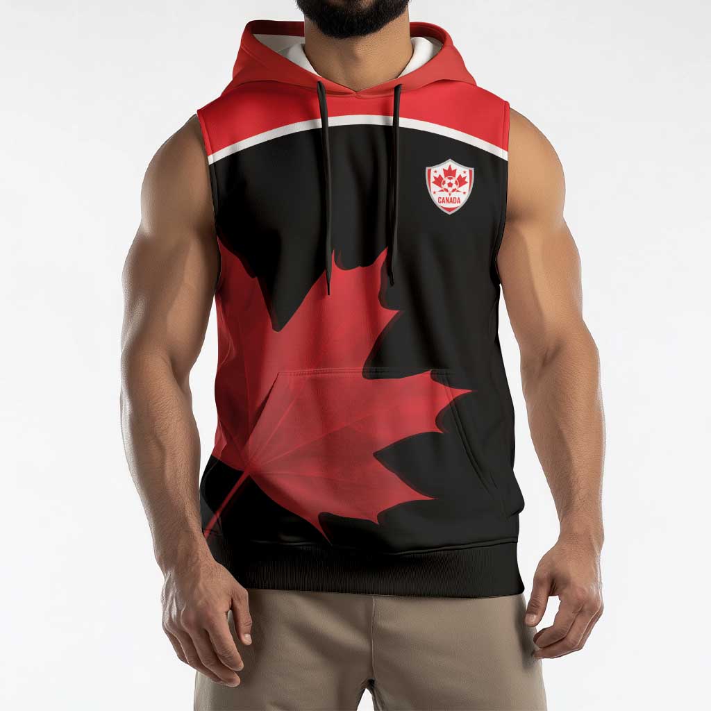 Personalized Canada Soccer Sleeveless Hoodie Maple Leaf and Map Style - Wonder Print Shop