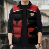 Personalized Canada Soccer Sleeveless Puffer Jacket Maple Leaf and Map Style - Wonder Print Shop