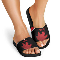 Personalized Canada Soccer Slide Sandals Maple Leaf and Map Style - Wonder Print Shop