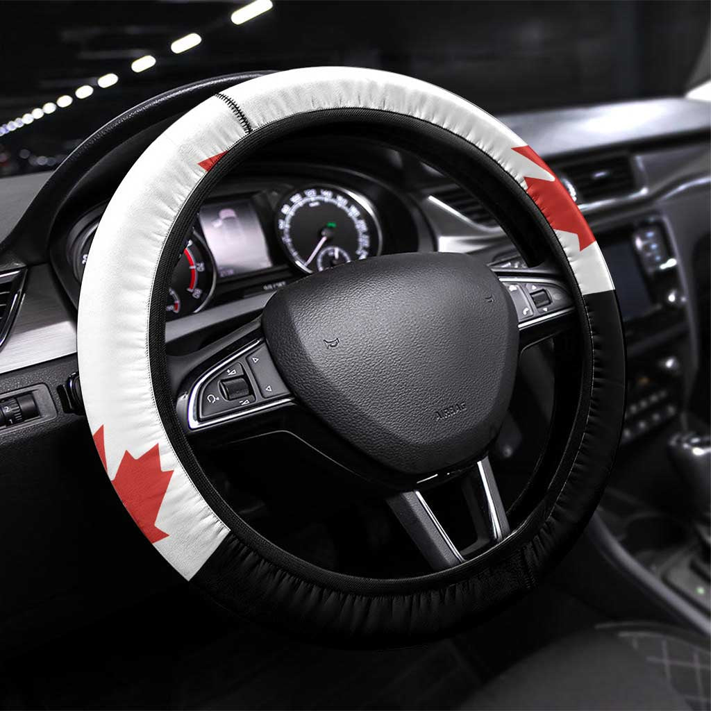Canada Soccer Steering Wheel Cover Maple Leaf and Map Style - Wonder Print Shop