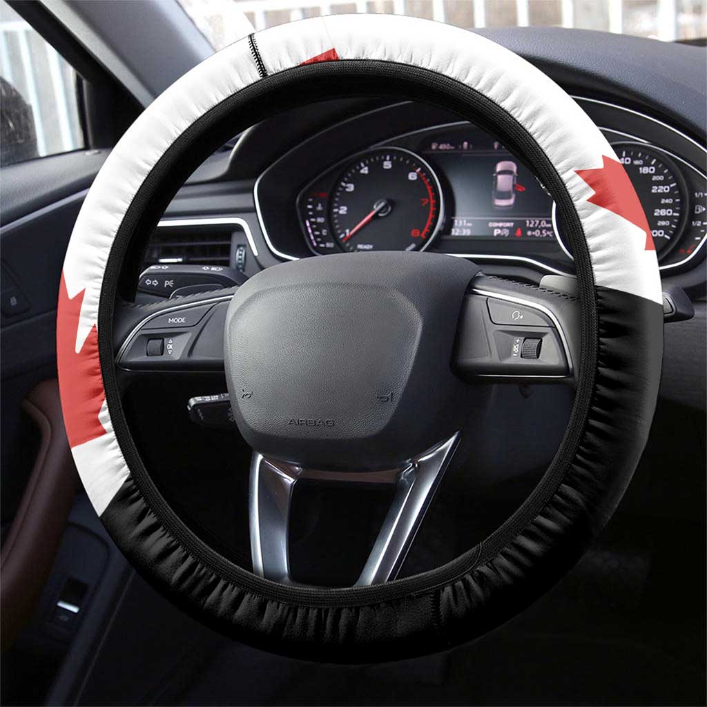 Canada Soccer Steering Wheel Cover Maple Leaf and Map Style - Wonder Print Shop