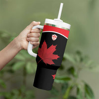 Personalized Canada Soccer Tumbler With Handle Maple Leaf and Map Style - Wonder Print Shop