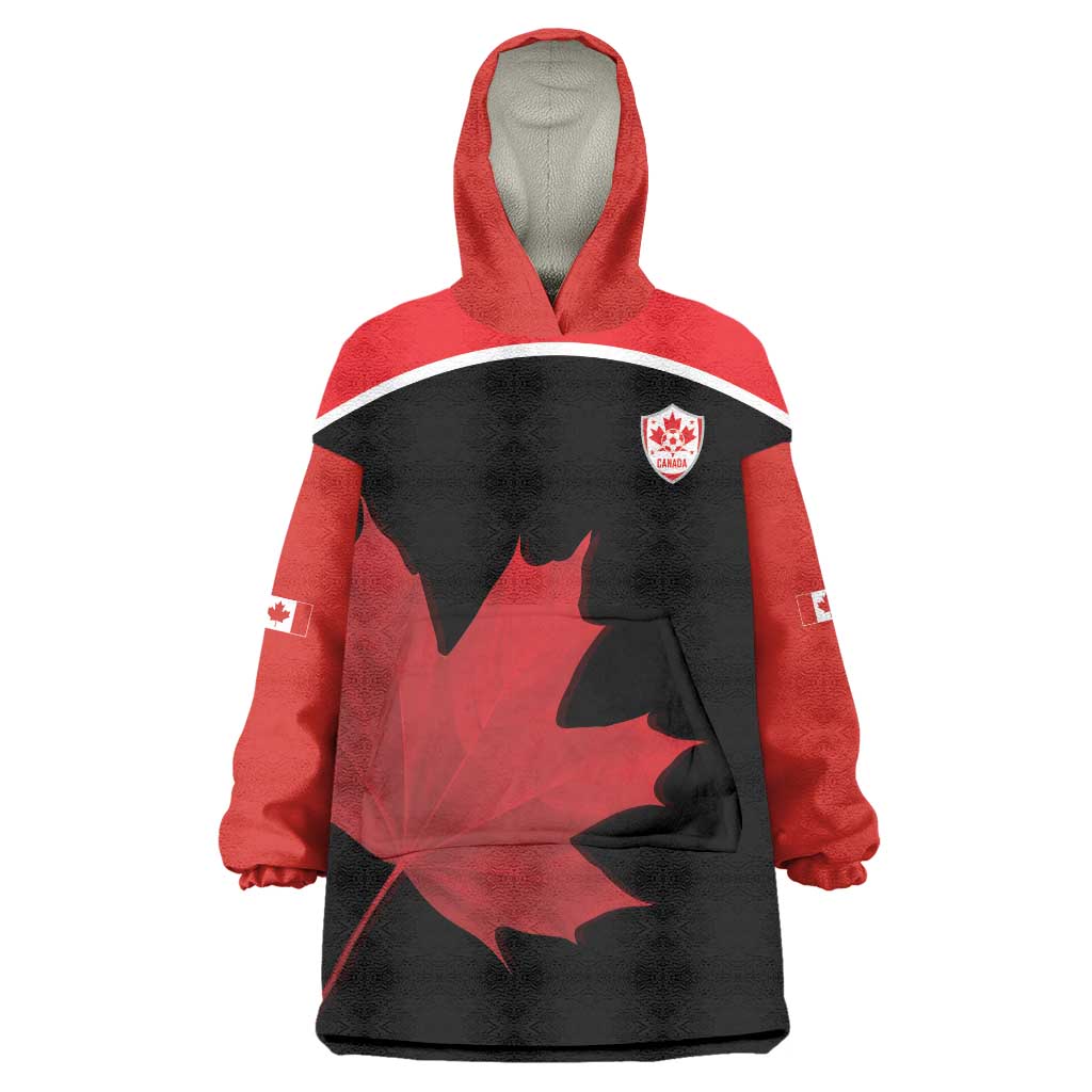 Personalized Canada Soccer Wearable Blanket Hoodie Maple Leaf and Map Style - Wonder Print Shop