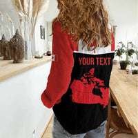 Personalized Canada Soccer Women Casual Shirt Maple Leaf and Map Style - Wonder Print Shop