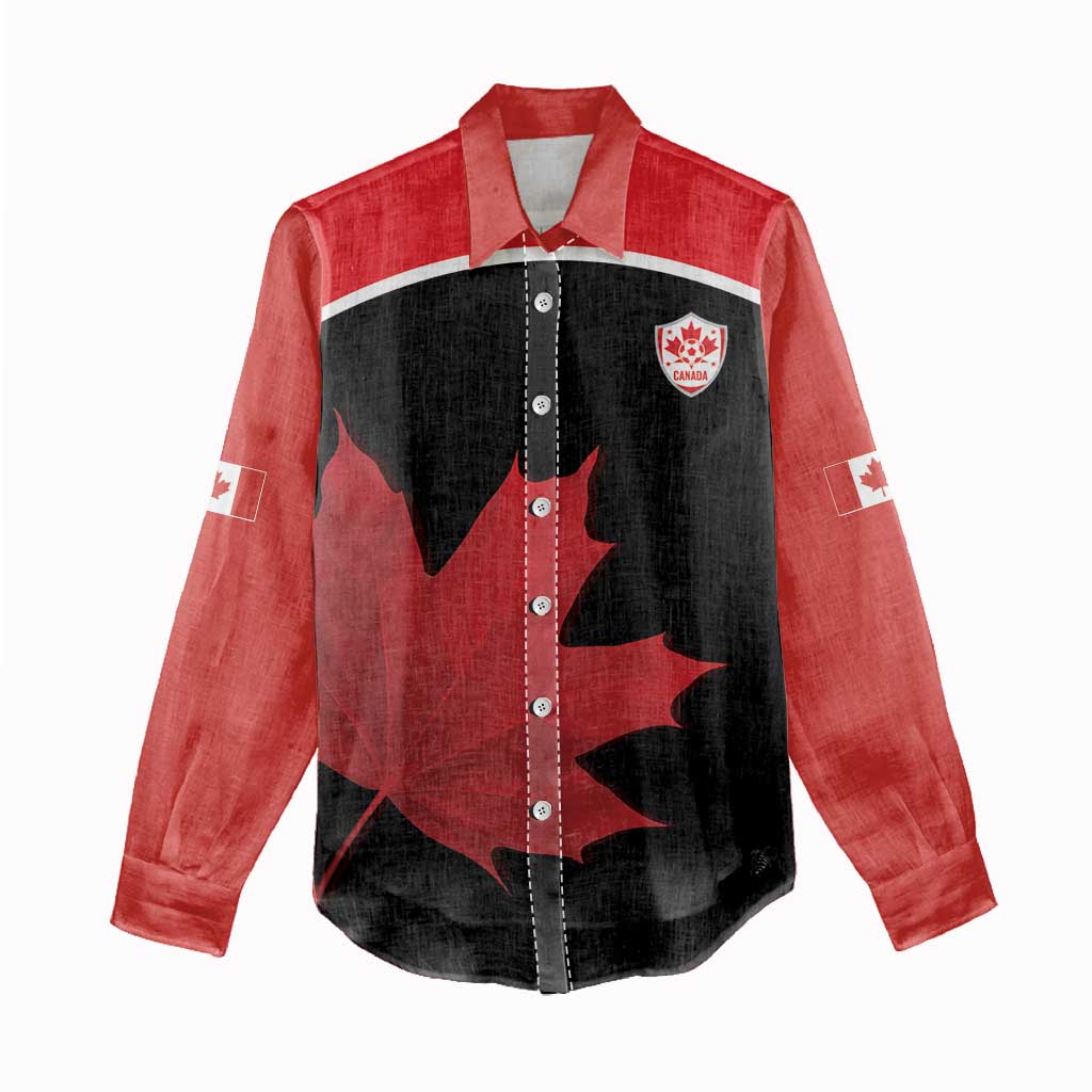 Personalized Canada Soccer Women Casual Shirt Maple Leaf and Map Style - Wonder Print Shop