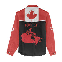 Personalized Canada Soccer Women Casual Shirt Maple Leaf and Map Style - Wonder Print Shop