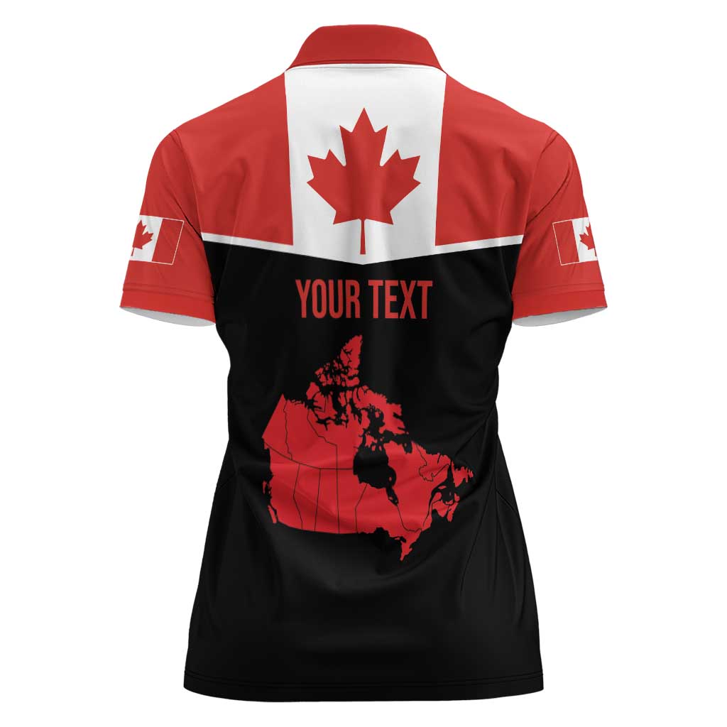 Personalized Canada Soccer Women Polo Shirt Maple Leaf and Map Style - Wonder Print Shop