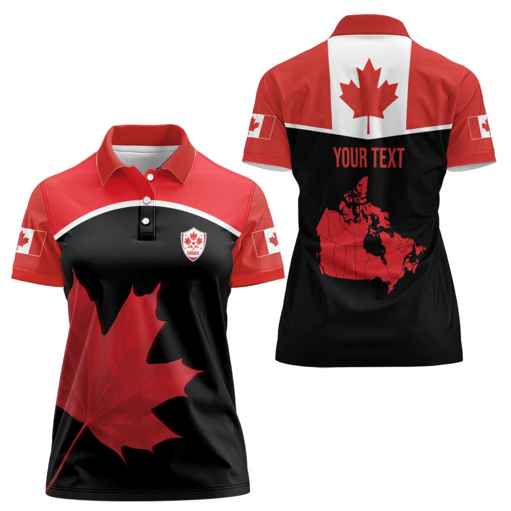 Personalized Canada Soccer Women Polo Shirt Maple Leaf and Map Style - Wonder Print Shop