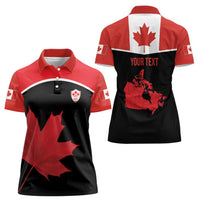 Personalized Canada Soccer Women Polo Shirt Maple Leaf and Map Style - Wonder Print Shop