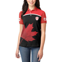 Personalized Canada Soccer Women Polo Shirt Maple Leaf and Map Style - Wonder Print Shop
