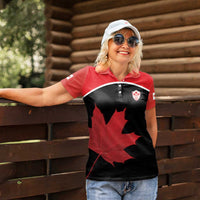Personalized Canada Soccer Women Polo Shirt Maple Leaf and Map Style - Wonder Print Shop