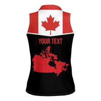 Personalized Canada Soccer Women Sleeveless Polo Shirt Maple Leaf and Map Style - Wonder Print Shop