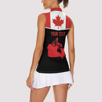 Personalized Canada Soccer Women Sleeveless Polo Shirt Maple Leaf and Map Style - Wonder Print Shop