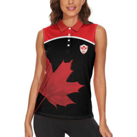 Personalized Canada Soccer Women Sleeveless Polo Shirt Maple Leaf and Map Style - Wonder Print Shop