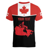 Personalized Canada Soccer Women V-Neck T-Shirt Maple Leaf and Map Style - Wonder Print Shop