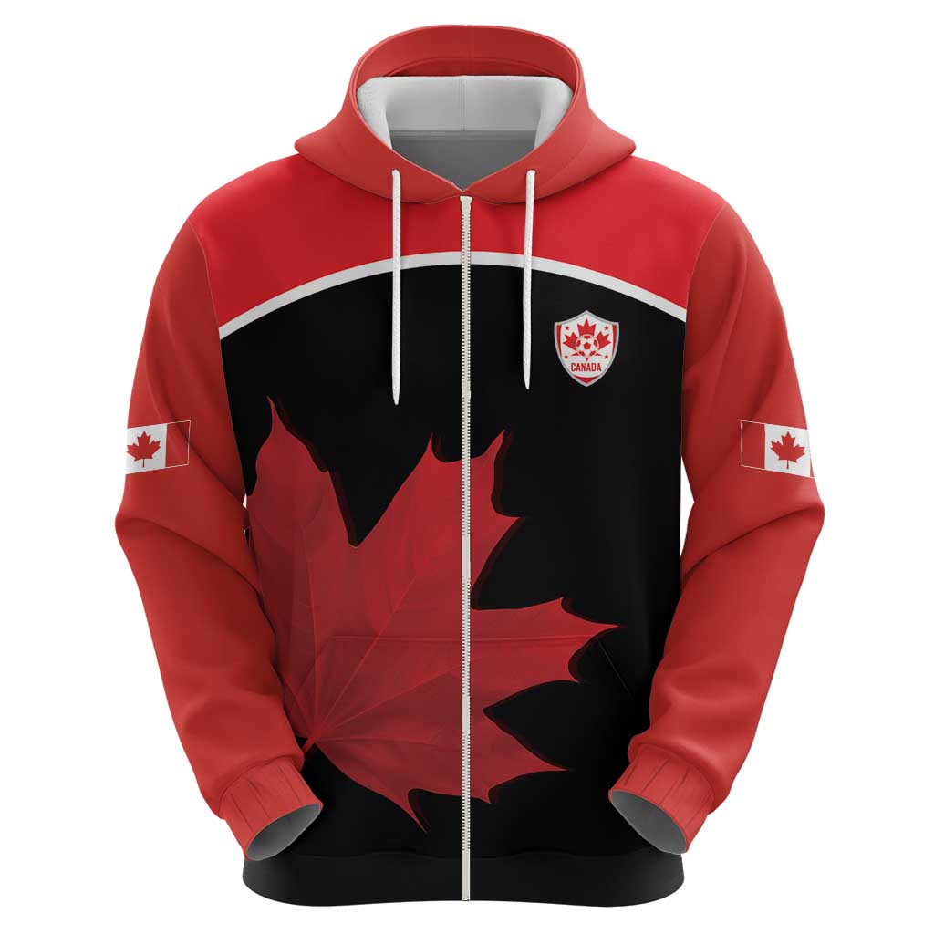 Personalized Canada Soccer Zip Hoodie Maple Leaf and Map Style - Wonder Print Shop