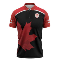Personalized Canada Soccer Zipper Polo Shirt Maple Leaf and Map Style - Wonder Print Shop