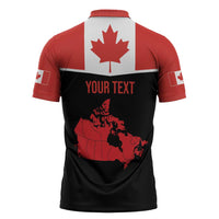 Personalized Canada Soccer Zipper Polo Shirt Maple Leaf and Map Style - Wonder Print Shop