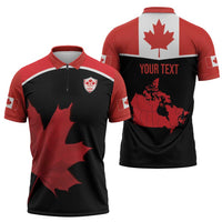 Personalized Canada Soccer Zipper Polo Shirt Maple Leaf and Map Style - Wonder Print Shop