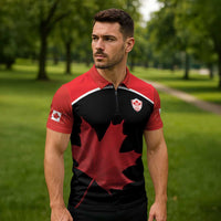 Personalized Canada Soccer Zipper Polo Shirt Maple Leaf and Map Style - Wonder Print Shop