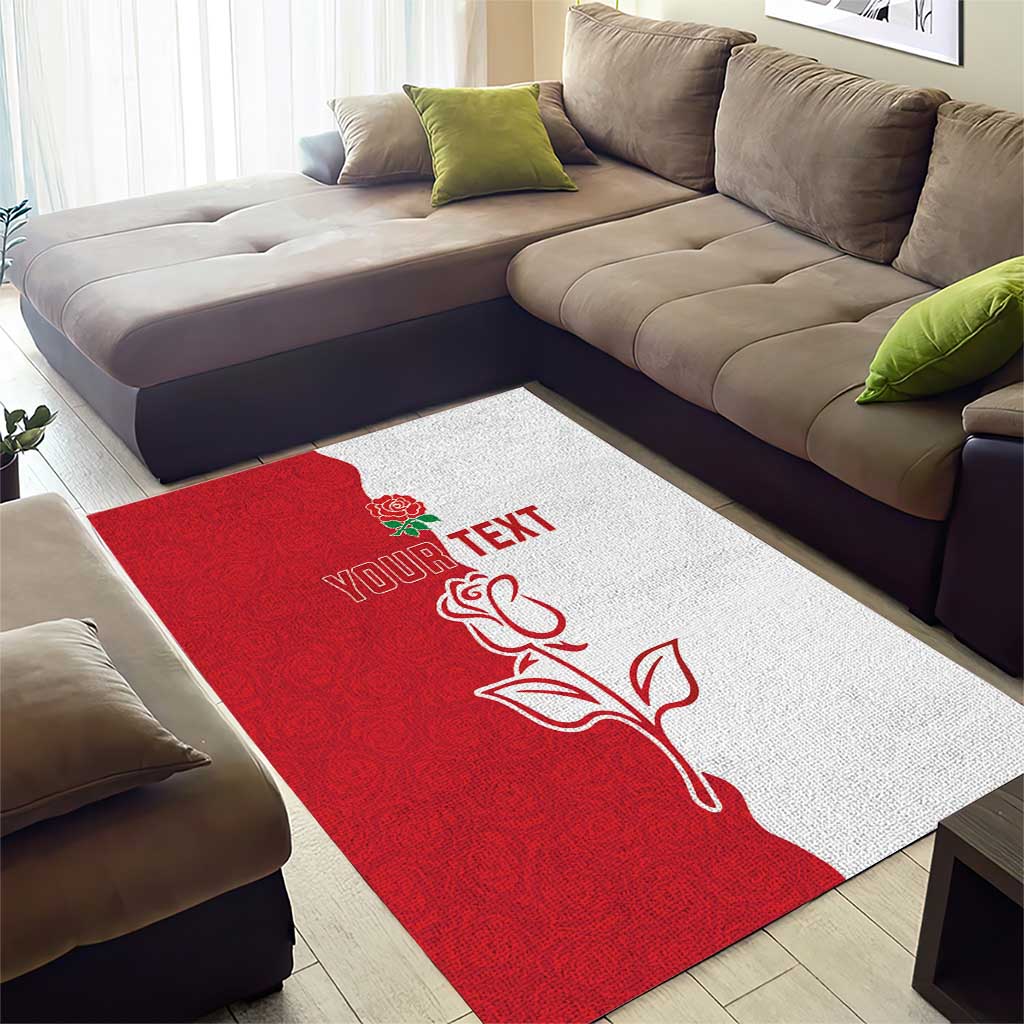 Personalized Rugby England Area Rug Red Rose Champions