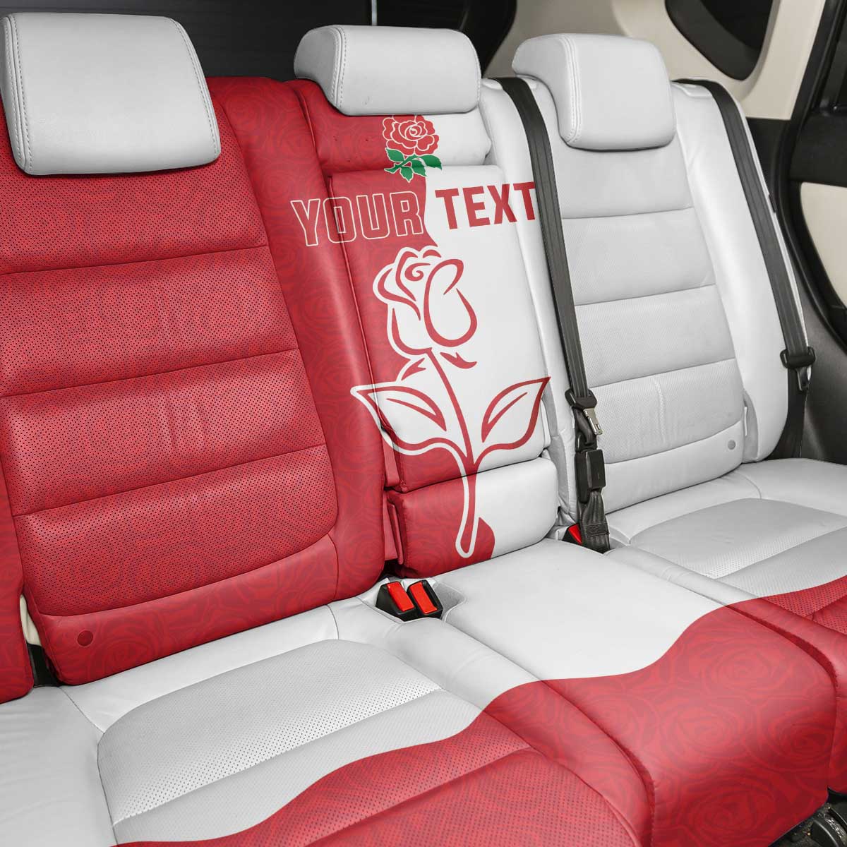 Personalized Rugby England Back Car Seat Cover Red Rose Champions