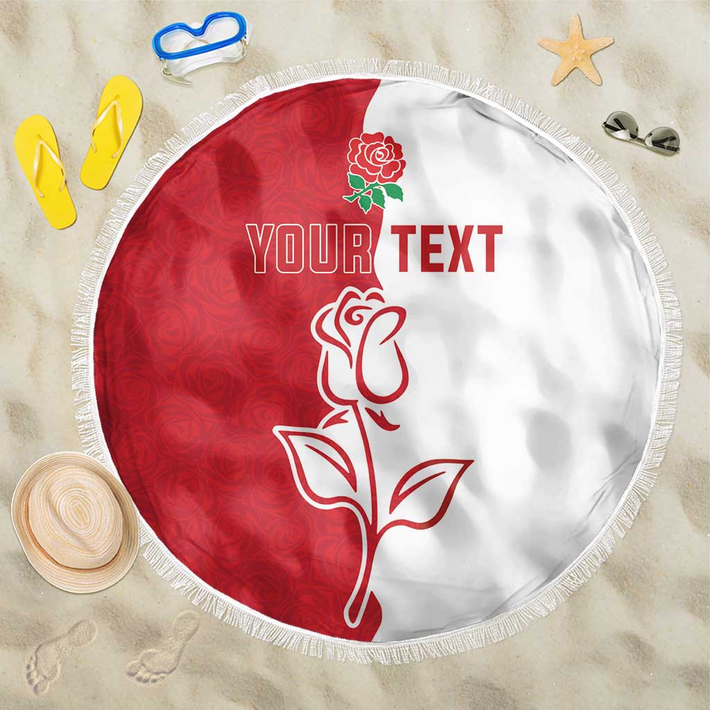 Personalized Rugby England Beach Blanket Red Rose Champions