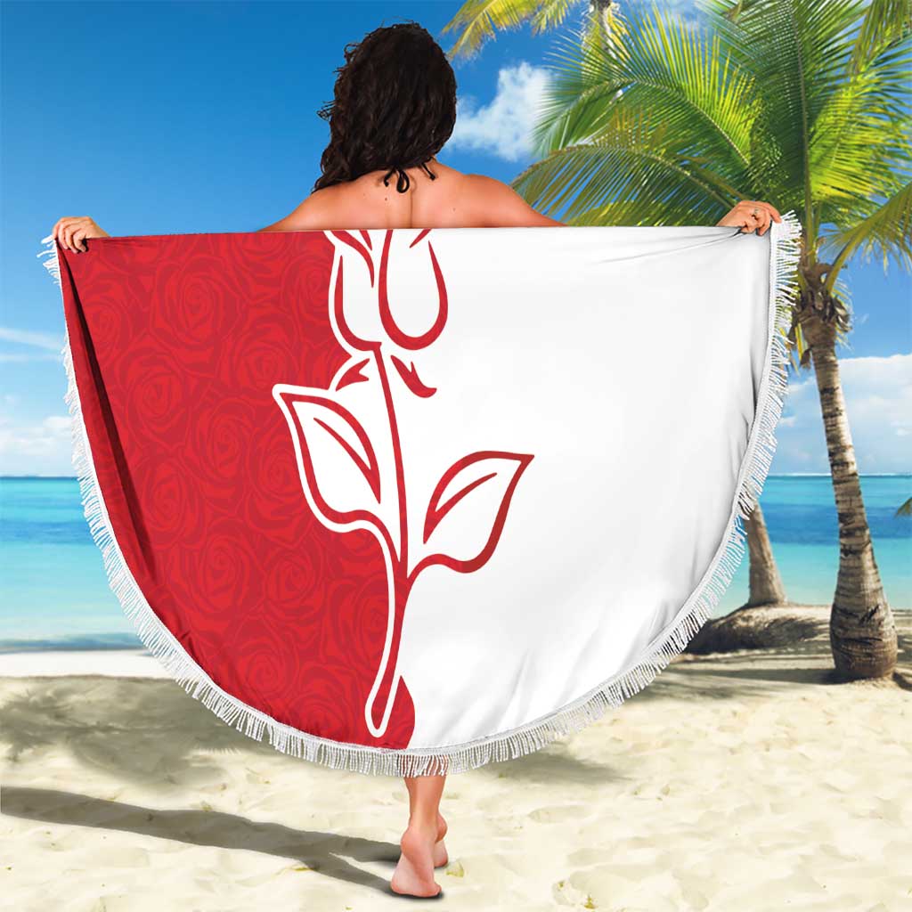 Personalized Rugby England Beach Blanket Red Rose Champions