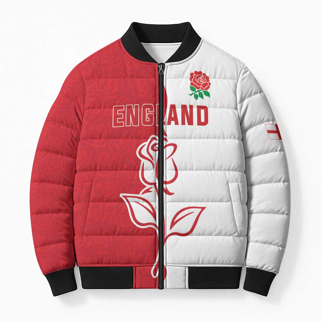 Personalized Rugby England Bomber Puffer Jacket Red Rose Champions