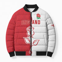 Personalized Rugby England Bomber Puffer Jacket Red Rose Champions