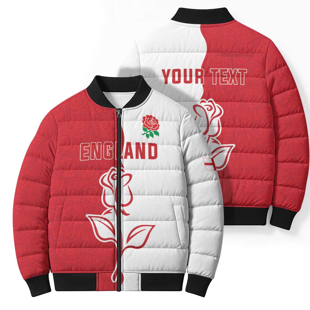 Personalized Rugby England Bomber Puffer Jacket Red Rose Champions