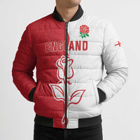 Personalized Rugby England Bomber Puffer Jacket Red Rose Champions