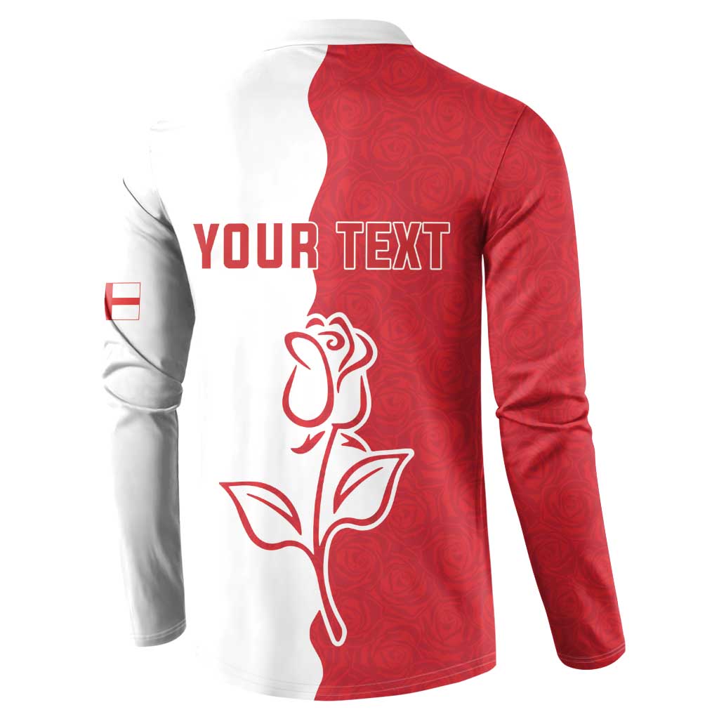 Personalized Rugby England Button Sweatshirt Red Rose Champions